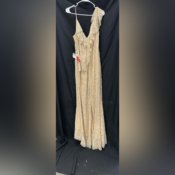 Mac Duggal 10931 NWT EMBELLISHED RUFFLE FAUX WRAP SEQUINED GOWN - Picture 6 of 10